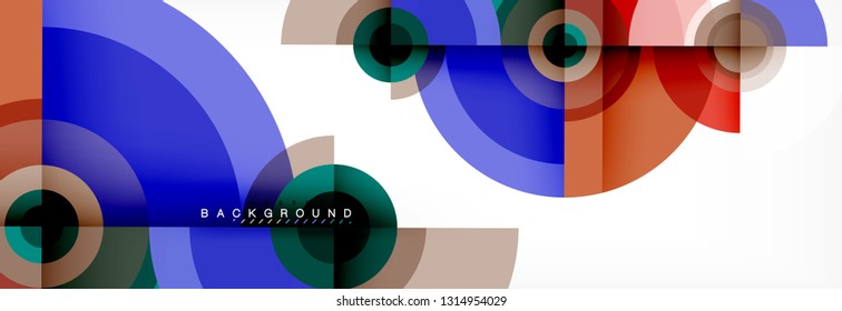 Round circles and triangles abstract background, vector illustration
