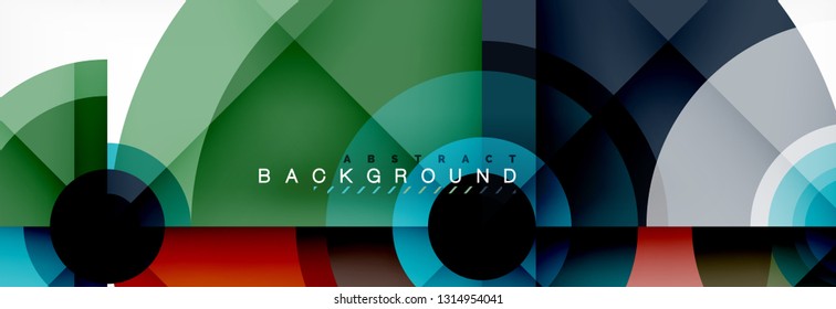 Round circles and triangles abstract background, vector illustration