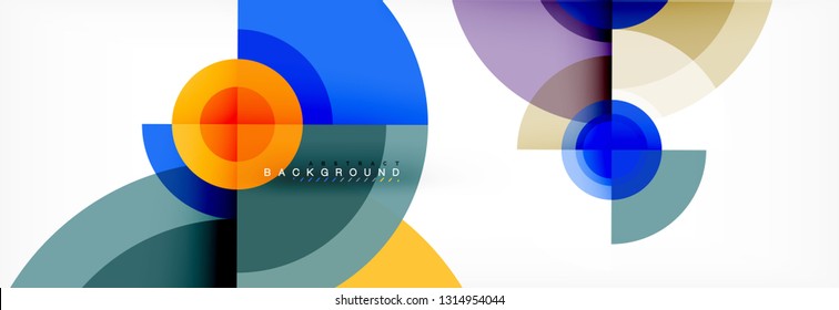 Round circles and triangles abstract background, vector illustration