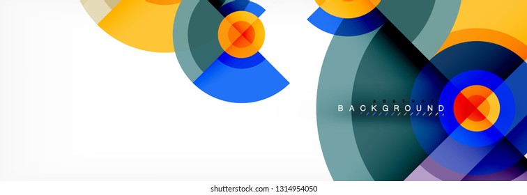 Round circles and triangles abstract background, vector illustration