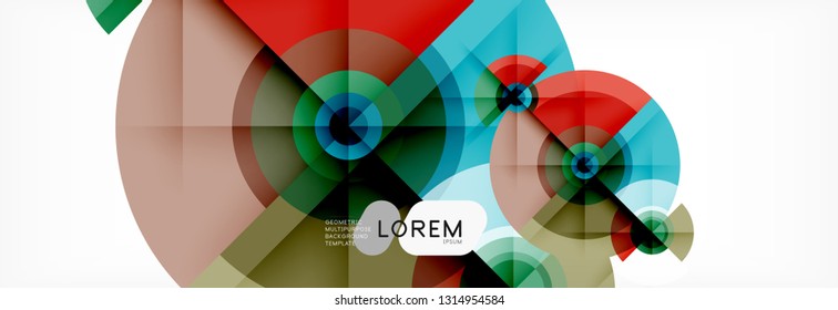 Round circles and triangles abstract background, vector illustration
