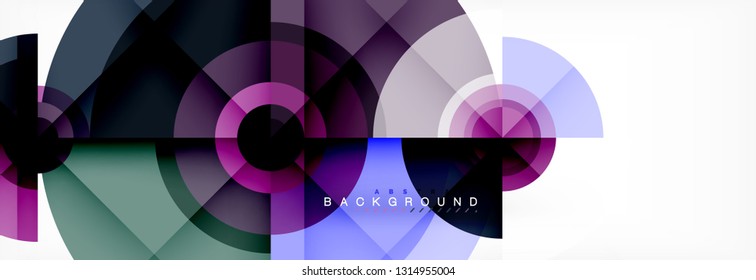 Round circles and triangles abstract background, vector illustration
