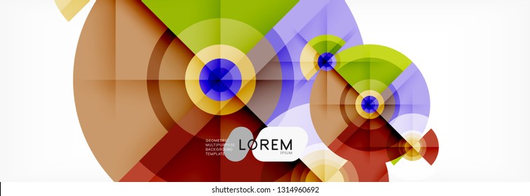 Circulos redondos y triángulos de fondo abstracto, ilustración vectorial