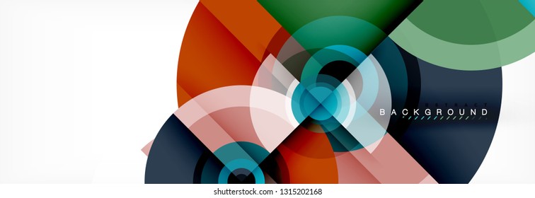 Round circles and triangles abstract background, vector illustration