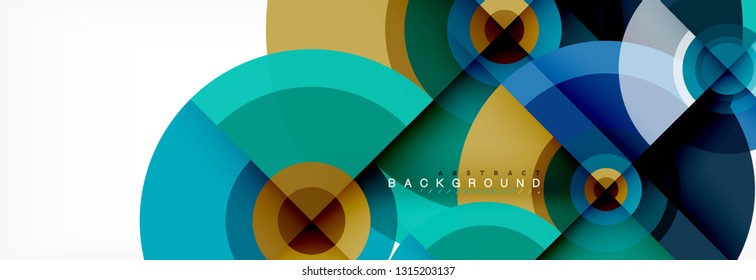 Circulos redondos y triángulos de fondo abstracto, ilustración vectorial