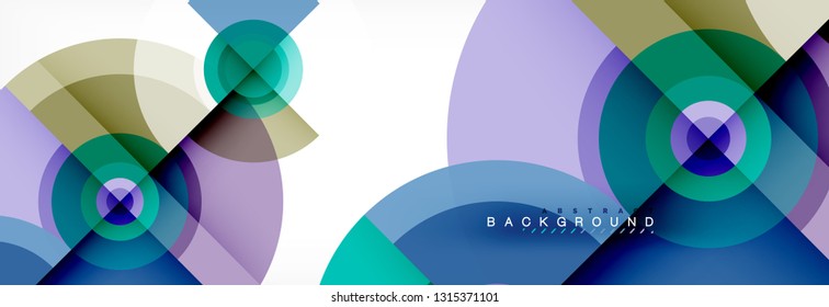 Round circles and triangles abstract background, vector illustration
