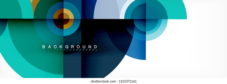 Round circles and triangles abstract background, vector illustration