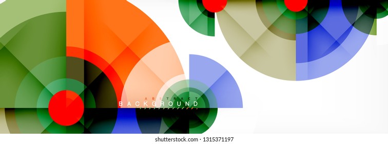 Circulos redondos y triángulos de fondo abstracto, ilustración vectorial