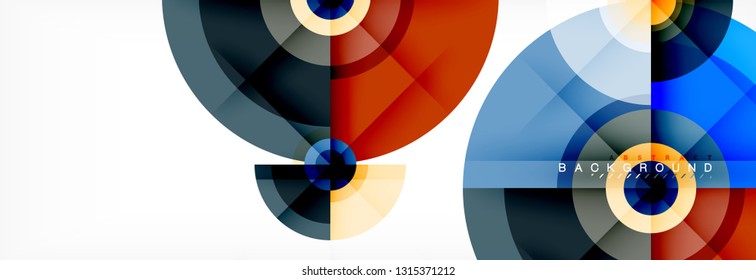 Round circles and triangles abstract background, vector illustration