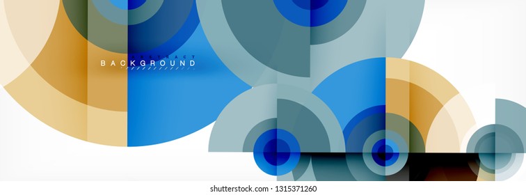 Circulos redondos y triángulos de fondo abstracto, ilustración vectorial