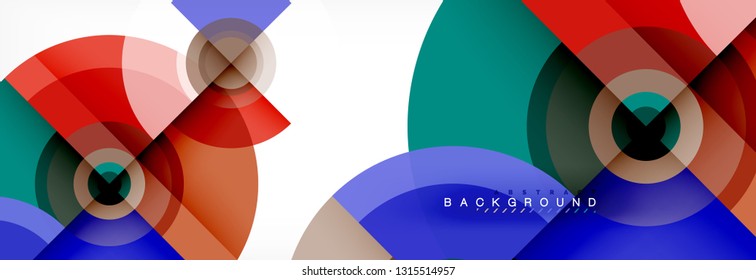 Round circles and triangles abstract background, vector illustration