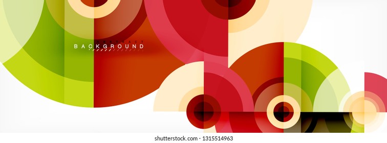 Round circles and triangles abstract background, vector illustration