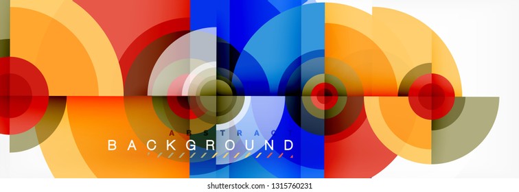 Round circles and triangles abstract background, vector illustration