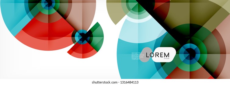 Round circles and triangles abstract background, vector illustration