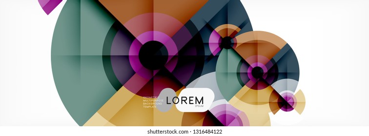Round circles and triangles abstract background, vector illustration