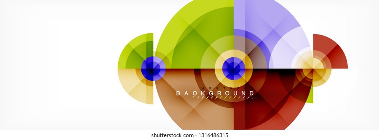 Round circles and triangles abstract background, vector illustration