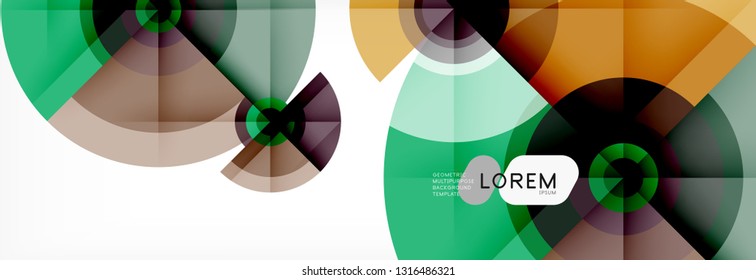 Round circles and triangles abstract background, vector illustration