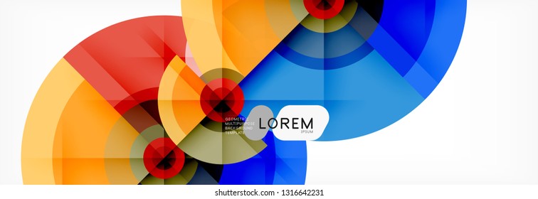 Circulos redondos y triángulos de fondo abstracto, ilustración vectorial