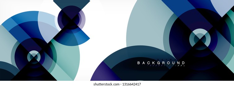 Round circles and triangles abstract background, vector illustration