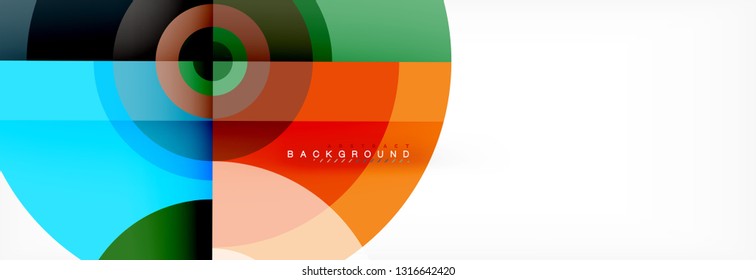 Circulos redondos y triángulos de fondo abstracto, ilustración vectorial