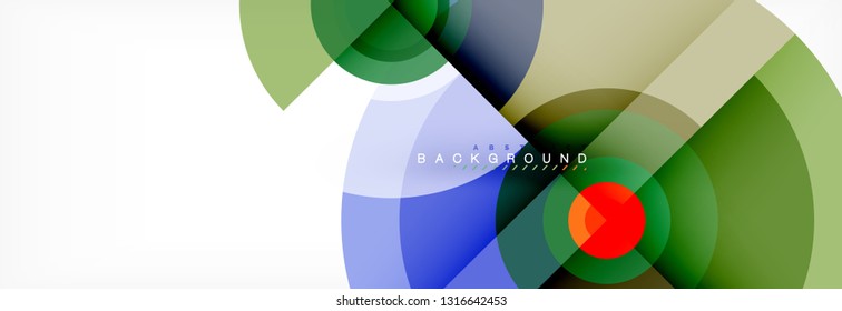Circulos redondos y triángulos de fondo abstracto, ilustración vectorial