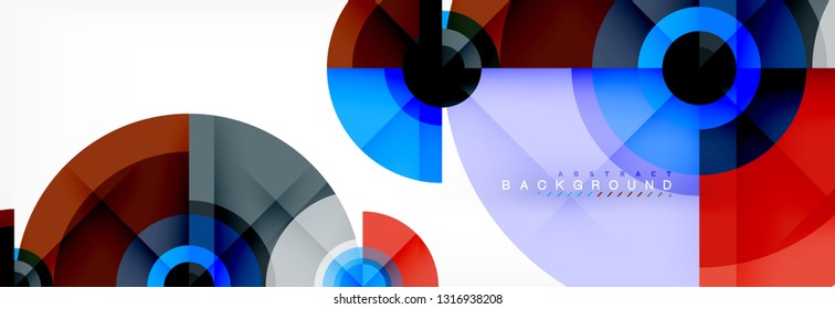 Round circles and triangles abstract background, vector illustration