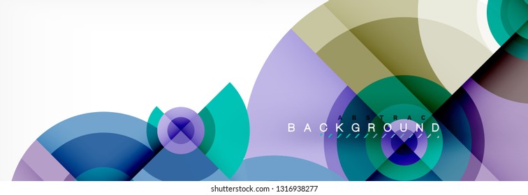 Circulos redondos y triángulos de fondo abstracto, ilustración vectorial