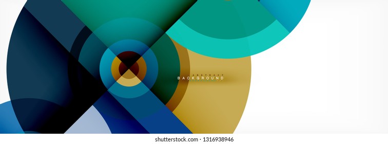 Round circles and triangles abstract background, vector illustration