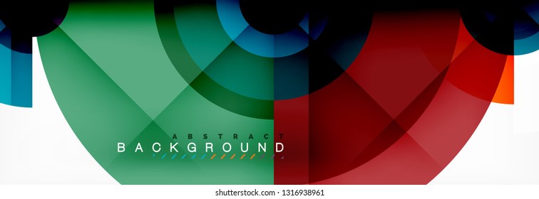 Round circles and triangles abstract background, vector illustration