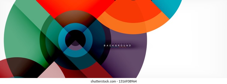 Círculos redondos e triângulos fundo abstrato, ilustração vetorial