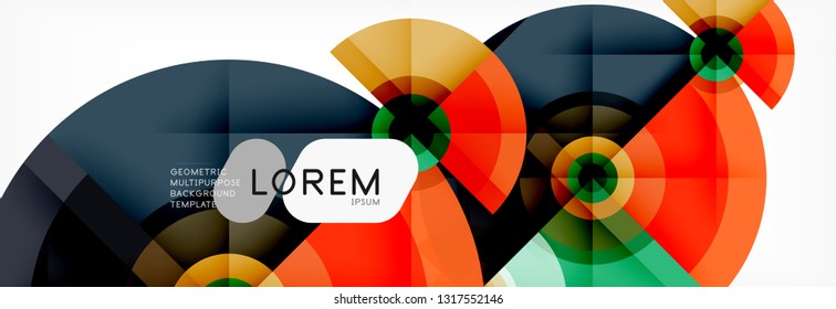 Round circles and triangles abstract background, vector illustration