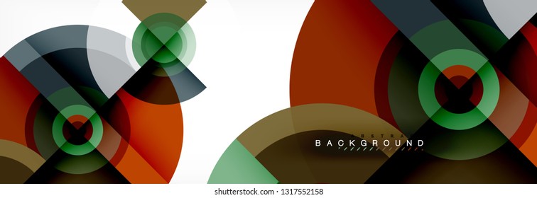 Round circles and triangles abstract background, vector illustration
