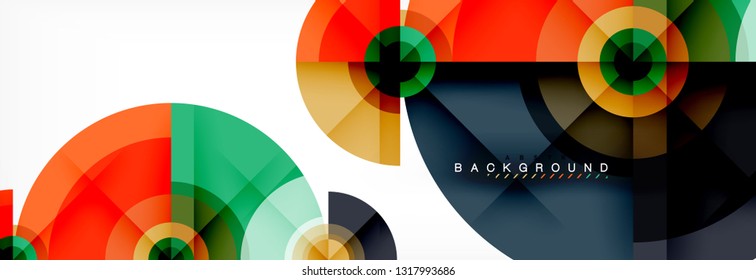 Round circles and triangles abstract background, vector illustration