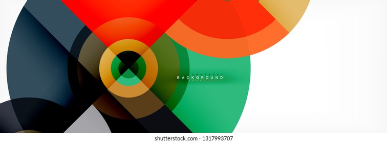 Round circles and triangles abstract background, vector illustration