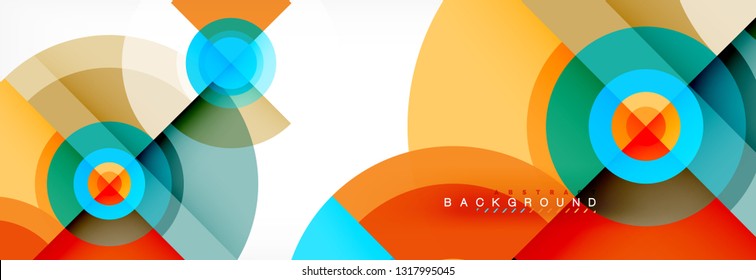 Round circles and triangles abstract background, vector illustration