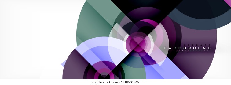 Round circles and triangles abstract background, vector illustration