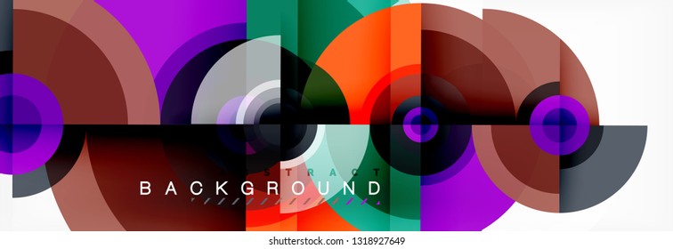 Círculos redondos e triângulos fundo abstrato, ilustração vetorial