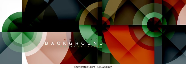 Circulos redondos y triángulos de fondo abstracto, ilustración vectorial