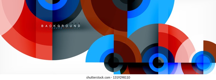 Circulos redondos y triángulos de fondo abstracto, ilustración vectorial
