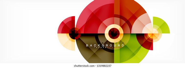Round circles and triangles abstract background, vector illustration