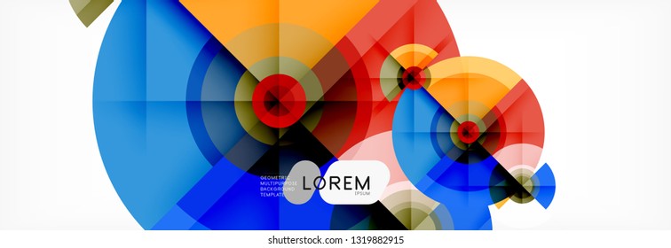 Round circles and triangles abstract background, vector illustration