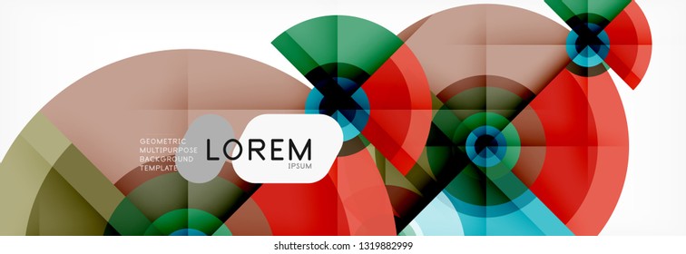 Round circles and triangles abstract background, vector illustration