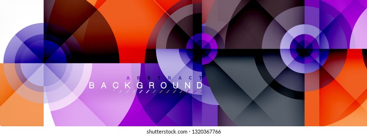 Round circles and triangles abstract background, vector illustration