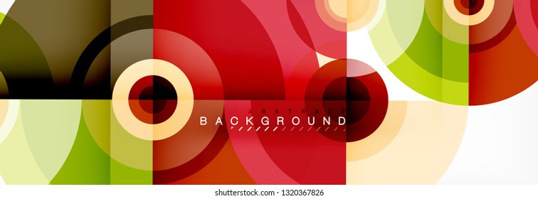 Round circles and triangles abstract background, vector illustration