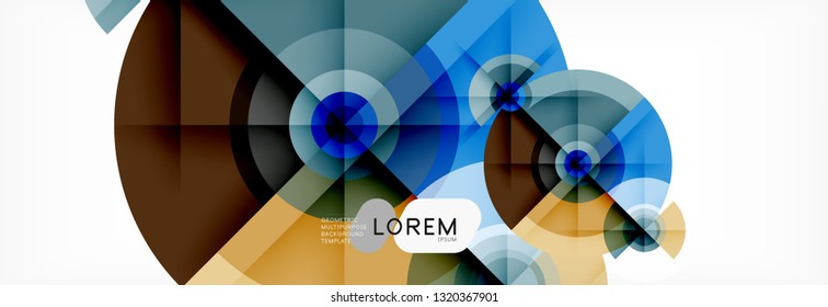 Round circles and triangles abstract background, vector illustration