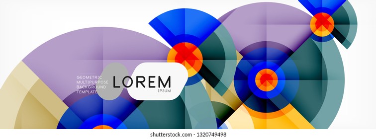 Circulos redondos y triángulos de fondo abstracto, ilustración vectorial