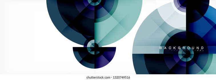 Round circles and triangles abstract background, vector illustration