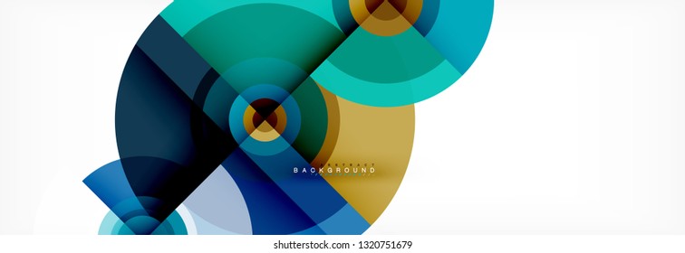 Round circles and triangles abstract background, vector illustration