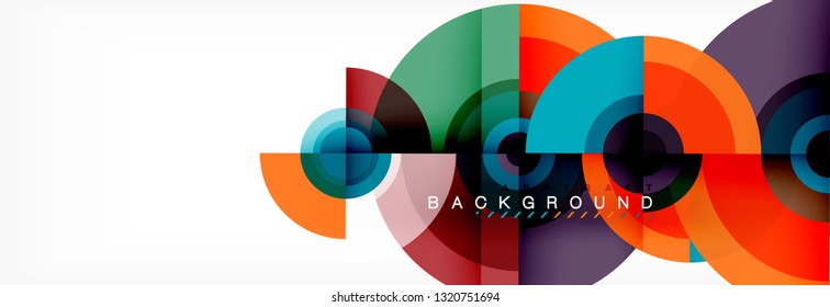 Round circles and triangles abstract background, vector illustration