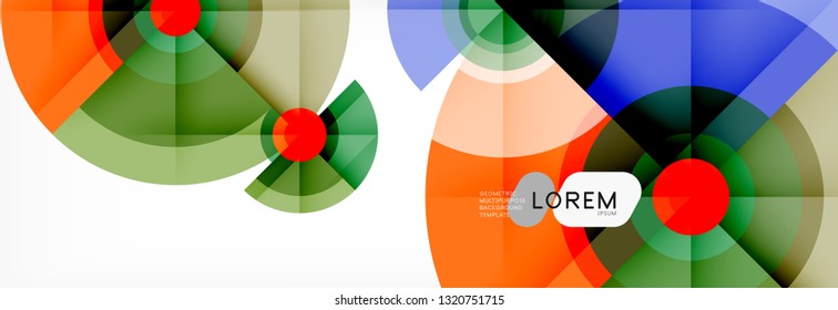Round circles and triangles abstract background, vector illustration